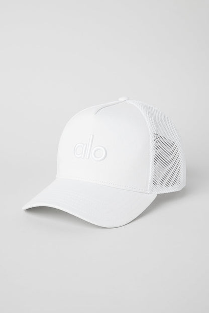 District Trucker Hat — White/White