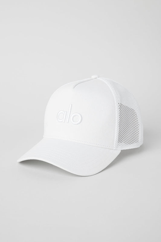 District Trucker Hat — White/White