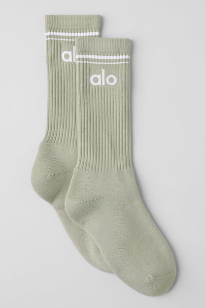 Unisex Throwback Sock — Limestone/White
