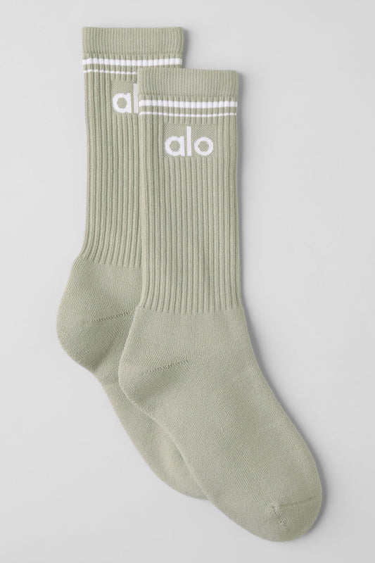Unisex Throwback Sock — Limestone/White
