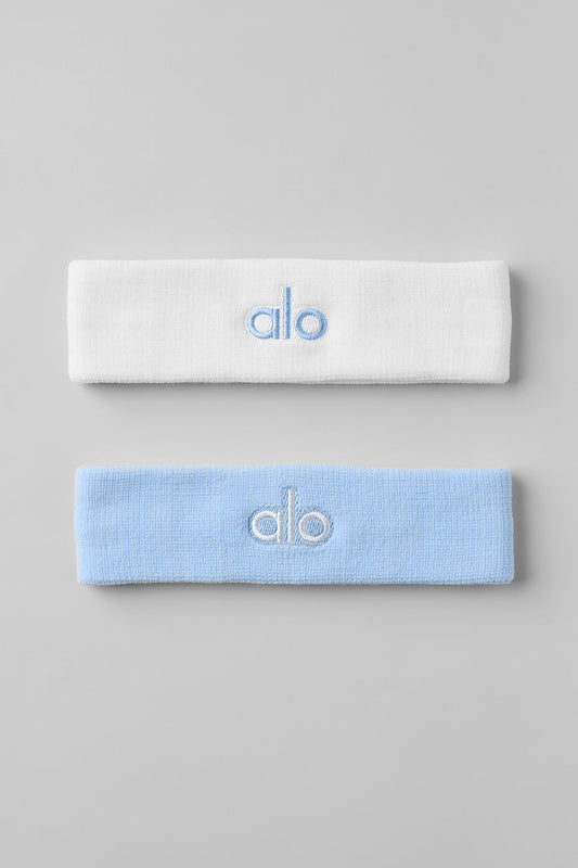 Glow Sweatband (2 — Pack) — Seashell Blue/White