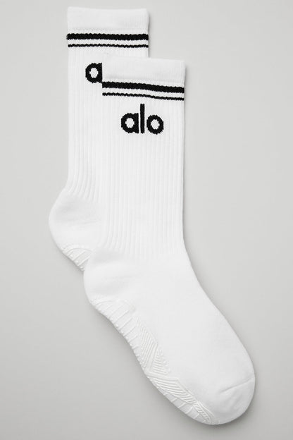 Women's Throwback Barre Sock — White/Black