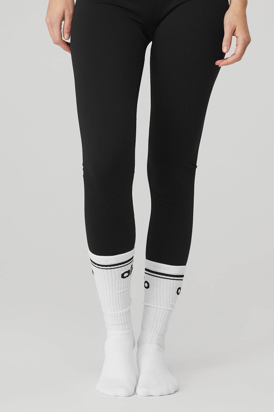 Women's Throwback Barre Sock — White/Black
