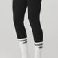 Women's Throwback Barre Sock — White/Black