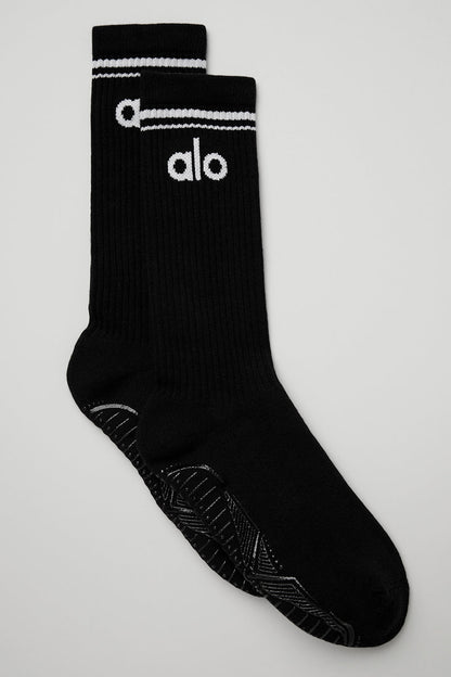 Women's Throwback Barre Sock — Black/White