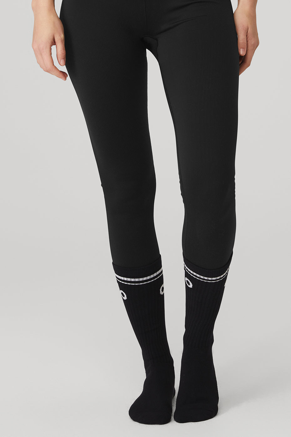 Women's Throwback Barre Sock — Black/White