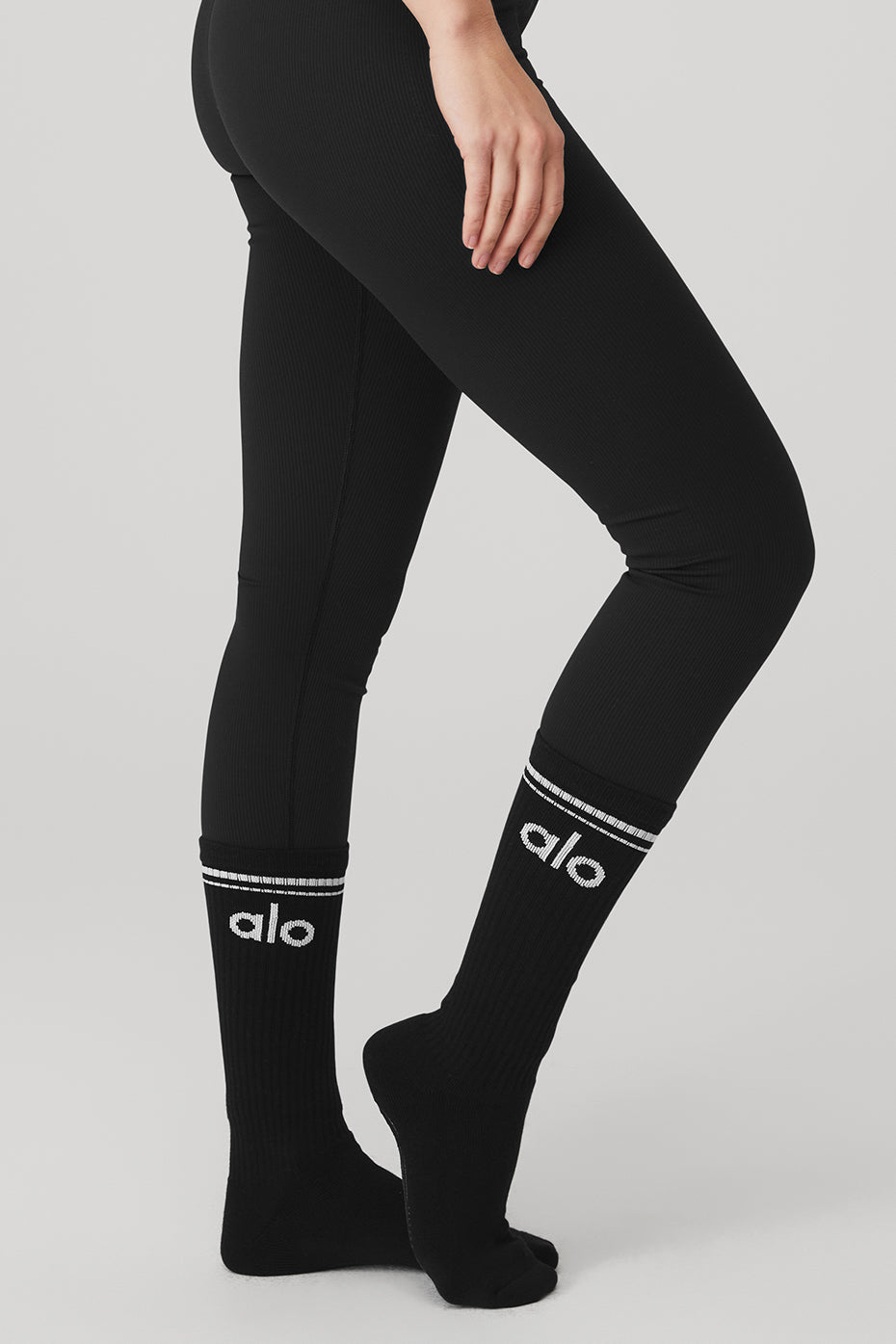 Women's Throwback Barre Sock — Black/White
