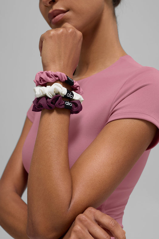 Fresh Mini Scrunchie (3 — Pack) — Burgundy/Pink Wild Rose/Ivory