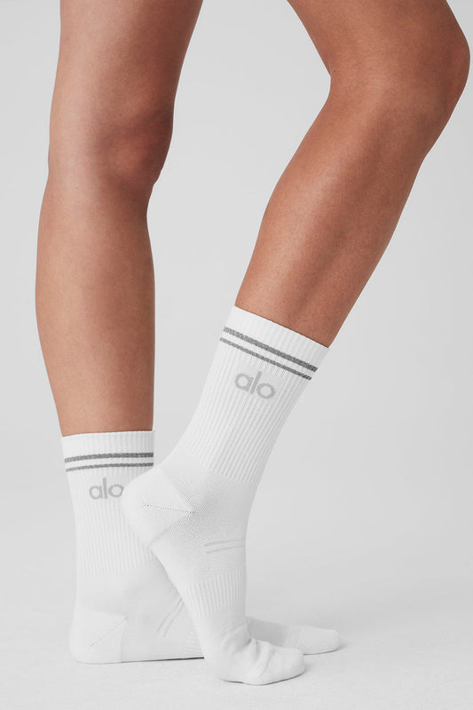 Unisex Half — Crew Performance Sock — White