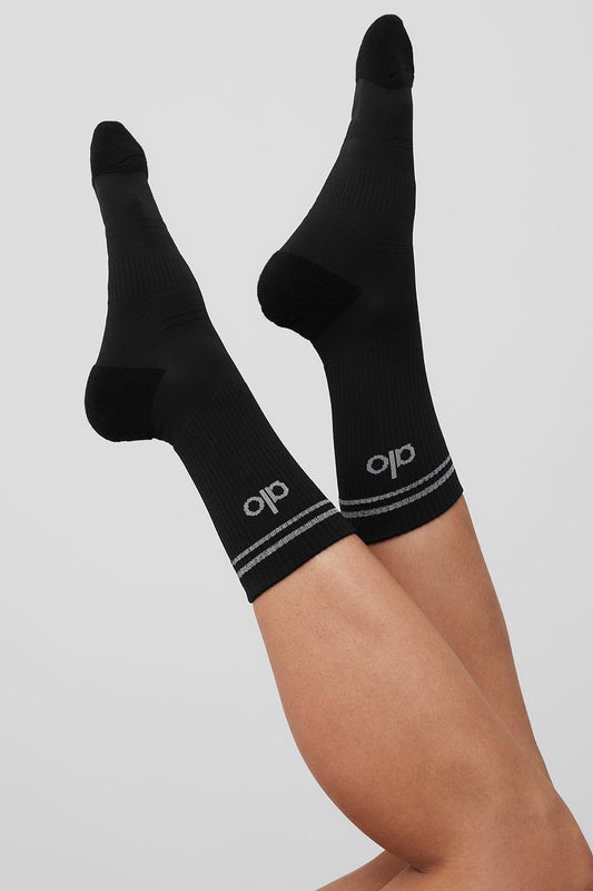 Unisex Half — Crew Performance Sock — Black