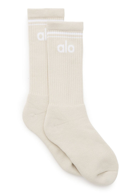 Unisex Throwback Sock — Bone/White