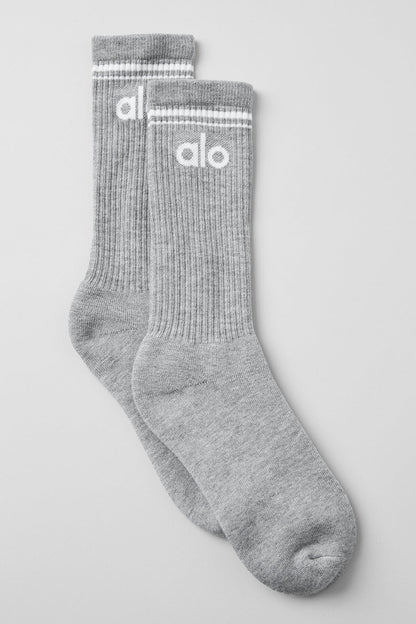 Unisex Throwback Sock — Athletic Heather Grey/White