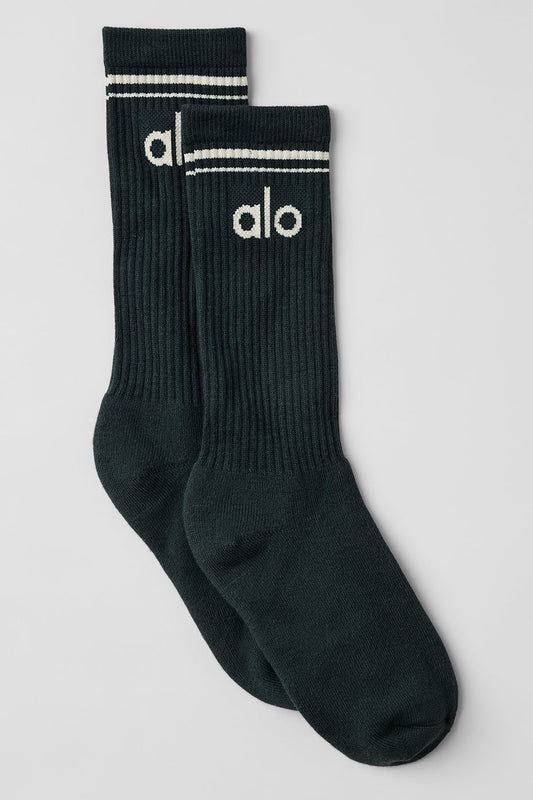Unisex Throwback Sock — Charcoal Green/Ivory