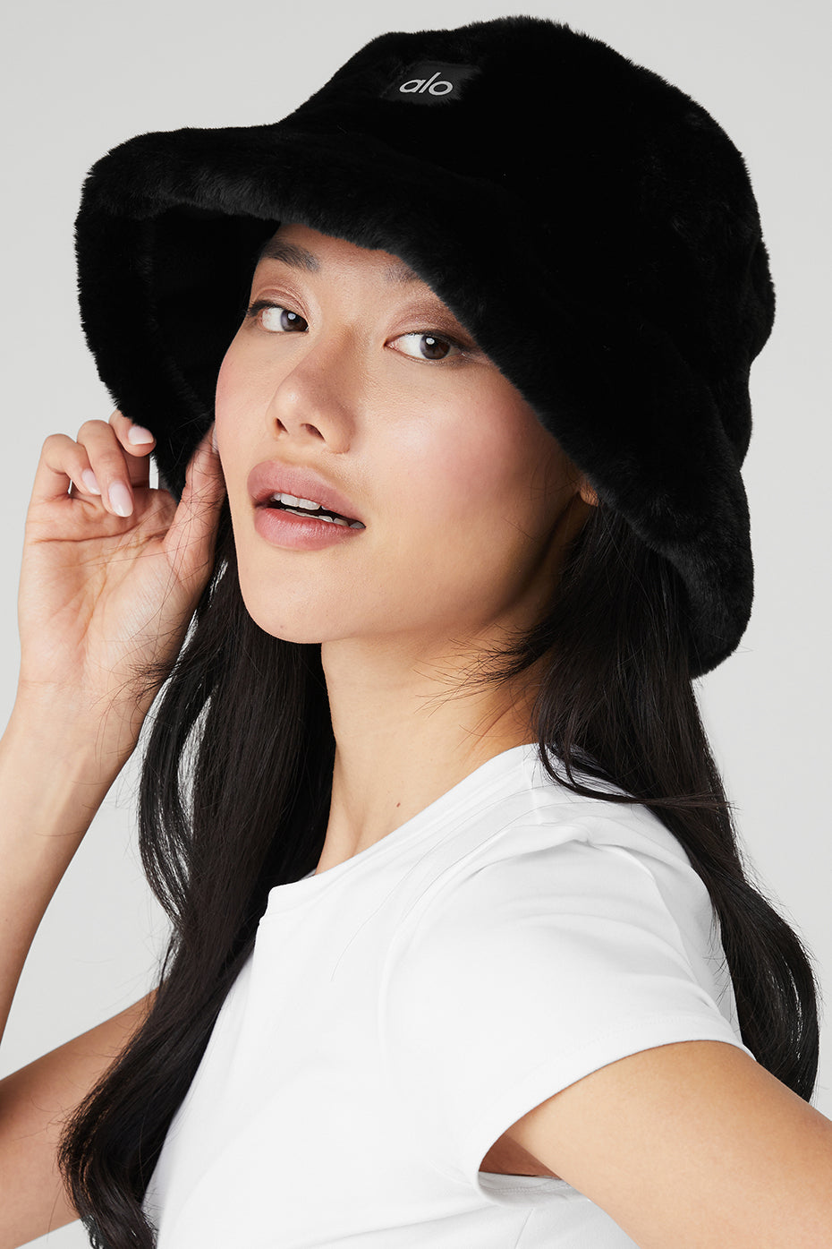 Faux Fur Bucket Hat — Black