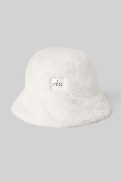 Faux Fur Bucket Hat — Ivory
