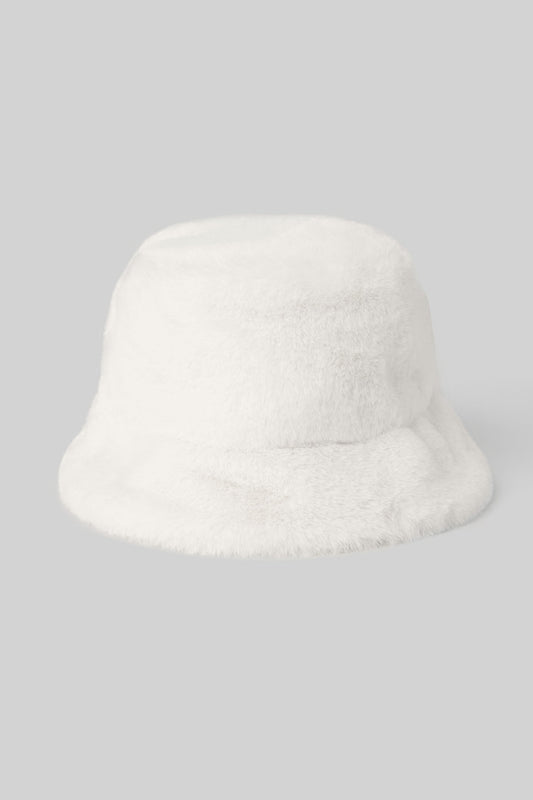 Faux Fur Bucket Hat — Ivory