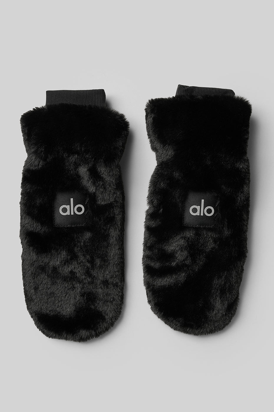 Faux Fur Mittens — Black