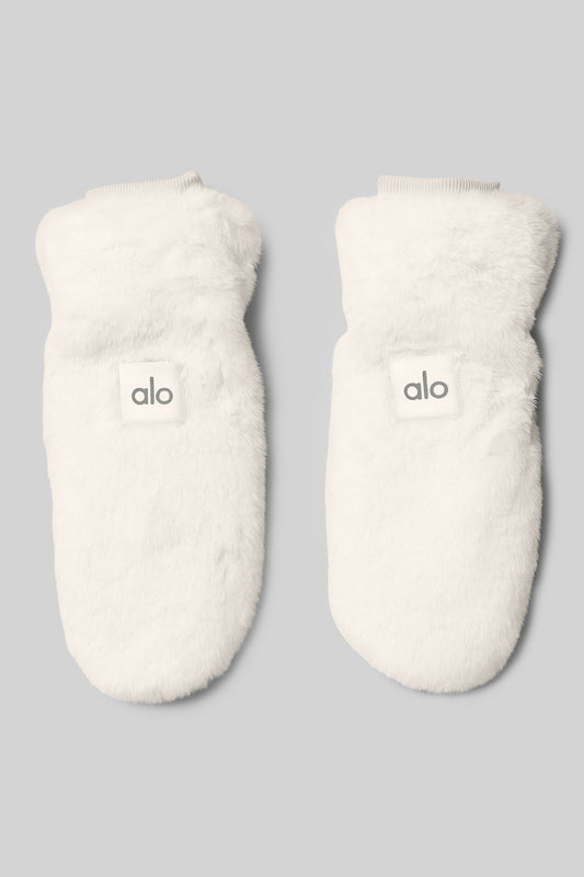 Faux Fur Mittens — Ivory