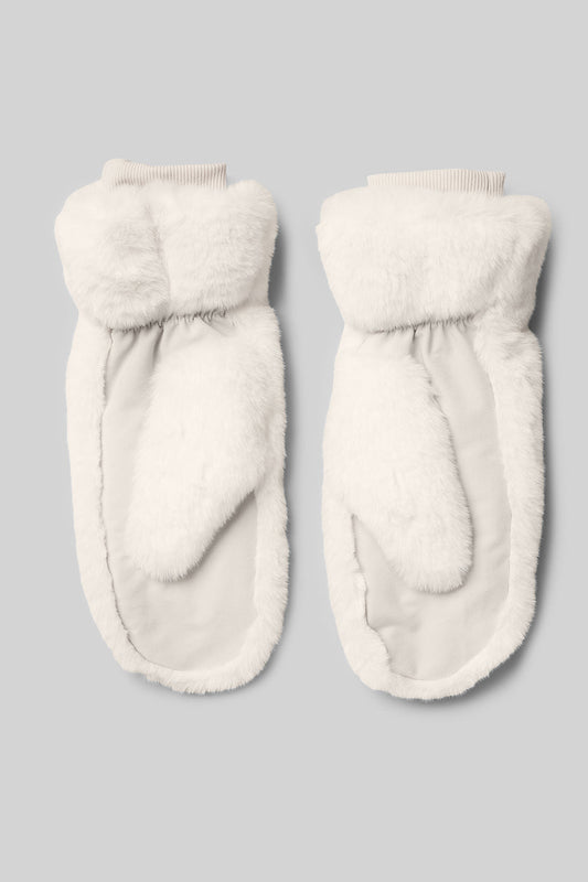 Faux Fur Mittens — Ivory