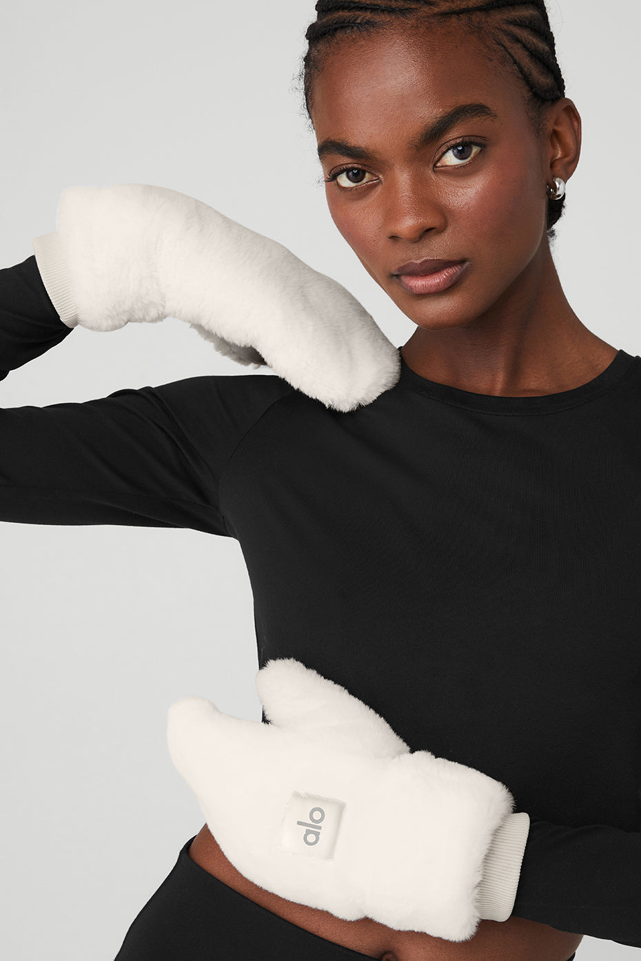 Faux Fur Mittens — Ivory