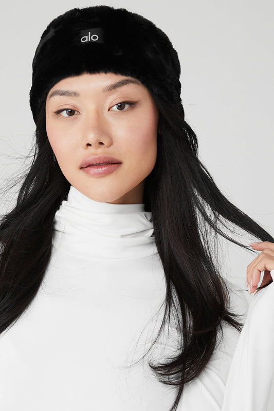 Faux Fur Ear Warmers — Black