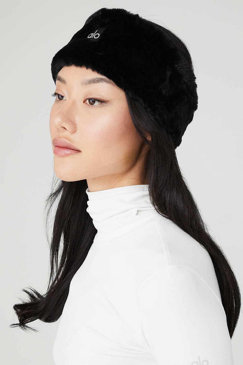 Faux Fur Ear Warmers — Black