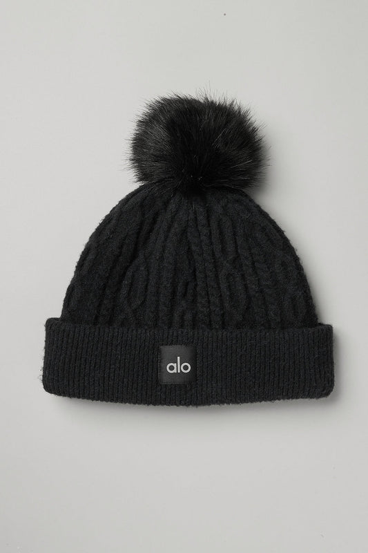 Cable Knit Beanie — Black