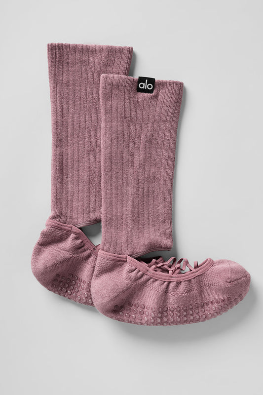 Women's Strappy Siren Grip Sock — Smoky Quartz