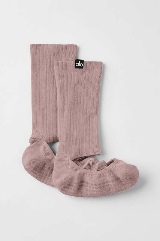 Women's Strappy Siren Grip Sock — Taupe