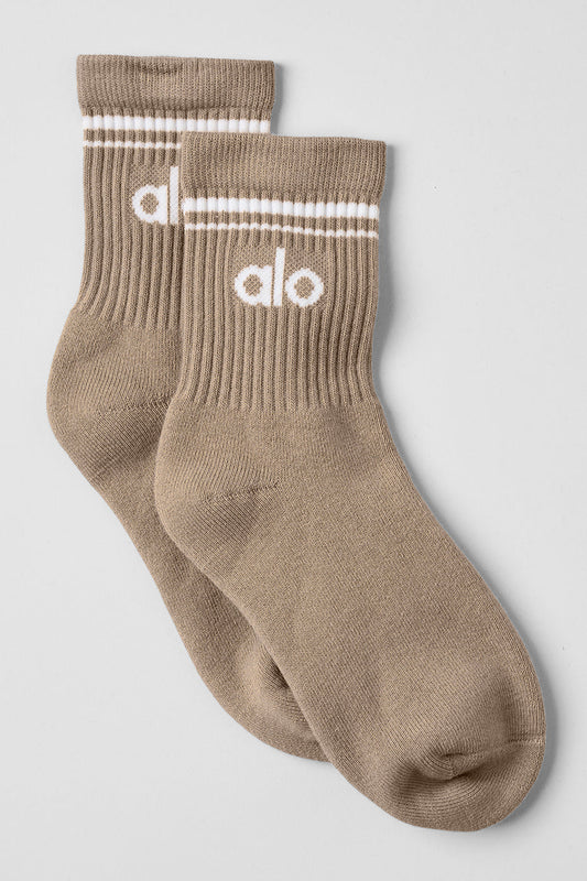 Unisex Half — Crew Throwback Sock — Gravel/White