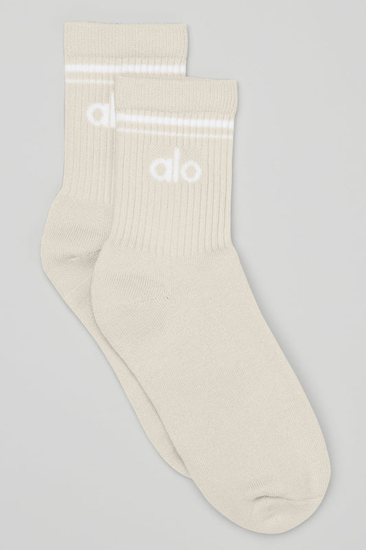 Unisex Half — Crew Throwback Sock — Bone/White