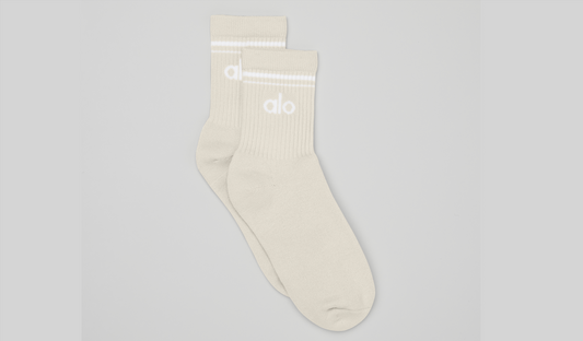 Unisex Half — Crew Throwback Sock — Bone/White