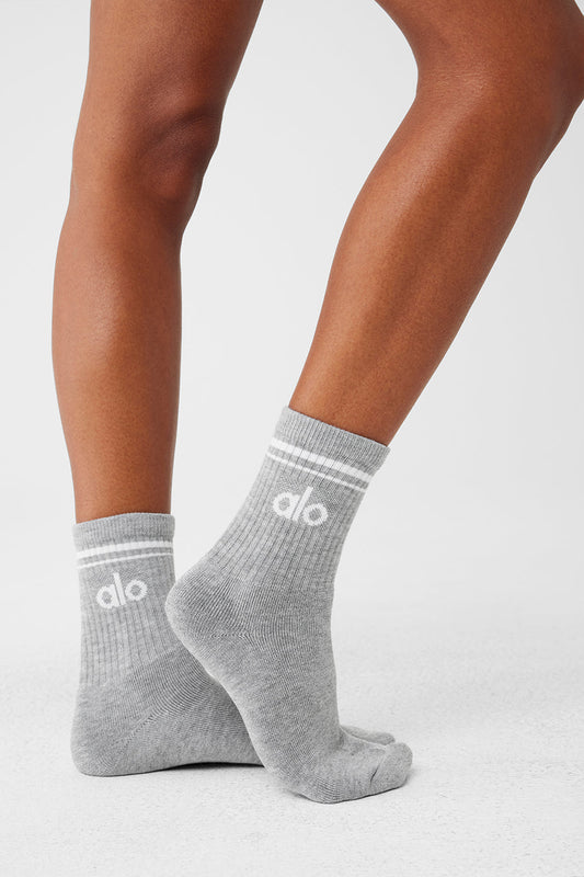 Unisex Half — Crew Throwback Sock — Athletic Heather Grey/White