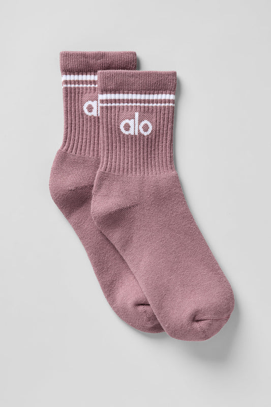 Unisex Half — Crew Throwback Sock — Smoky Quartz/White