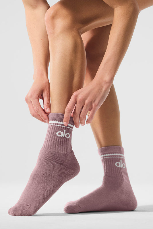 Unisex Half — Crew Throwback Sock — Smoky Quartz/White