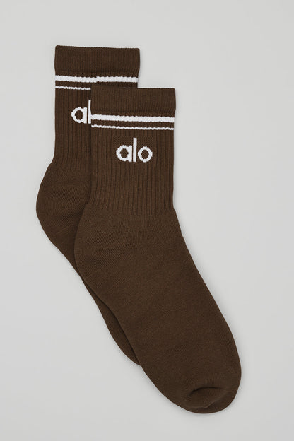 Unisex Half — Crew Throwback Sock — Espresso/White