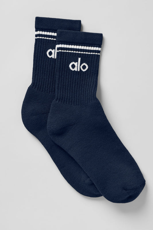 Unisex Half — Crew Throwback Sock — Navy/White