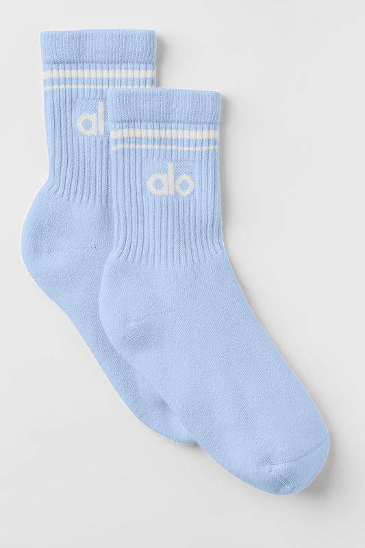 Unisex Half — Crew Throwback Sock — Seashell Blue/White