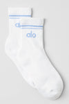 Unisex Half — Crew Throwback Sock — White/Seashell Blue