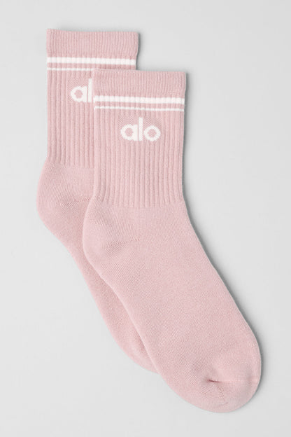 Unisex Half — Crew Throwback Sock — Ballet Pink/White