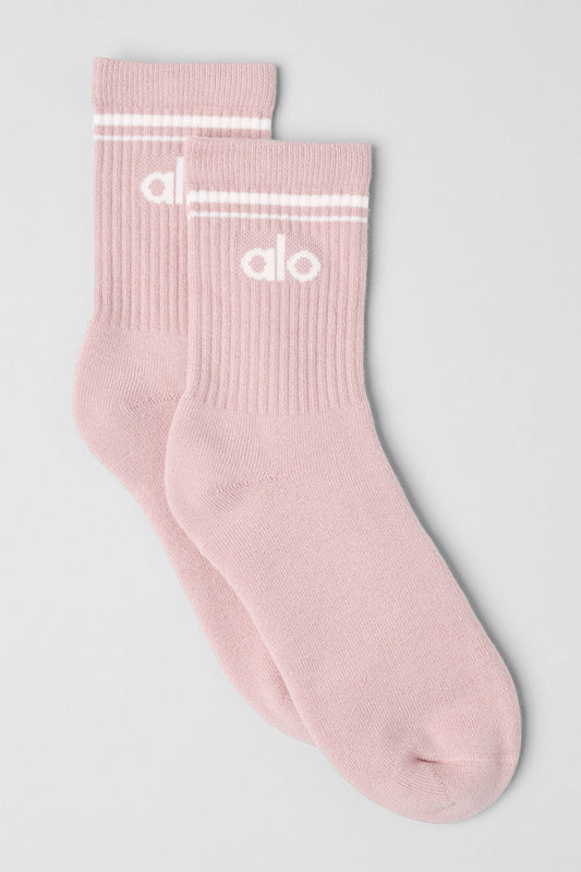Unisex Half — Crew Throwback Sock — Ballet Pink/White