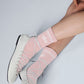 Unisex Half — Crew Throwback Sock — Ballet Pink/White