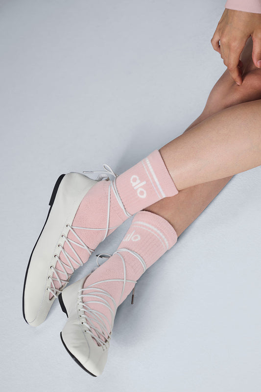 Unisex Half — Crew Throwback Sock — Ballet Pink/White