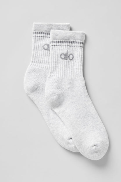 Unisex Half — Crew Throwback Sock — White Heather/Grey