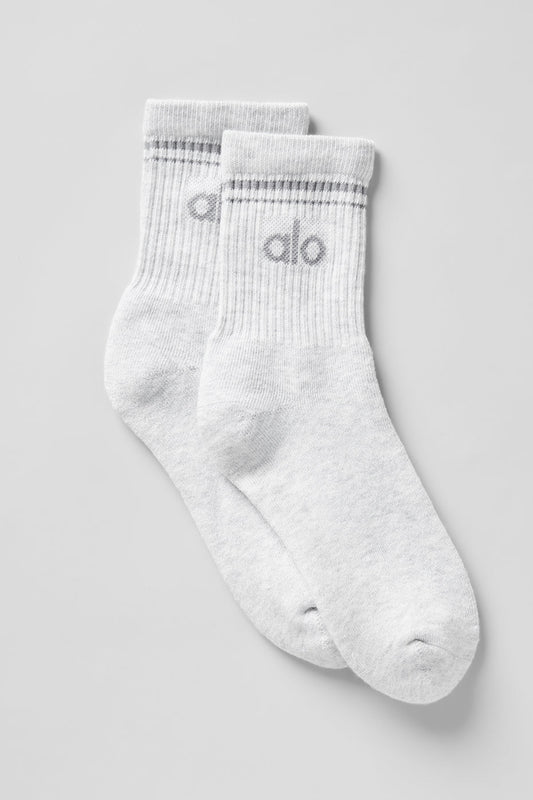 Unisex Half — Crew Throwback Sock — White Heather/Grey
