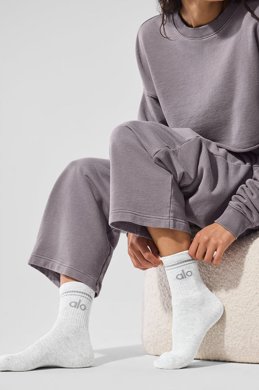Unisex Half — Crew Throwback Sock — White Heather/Grey