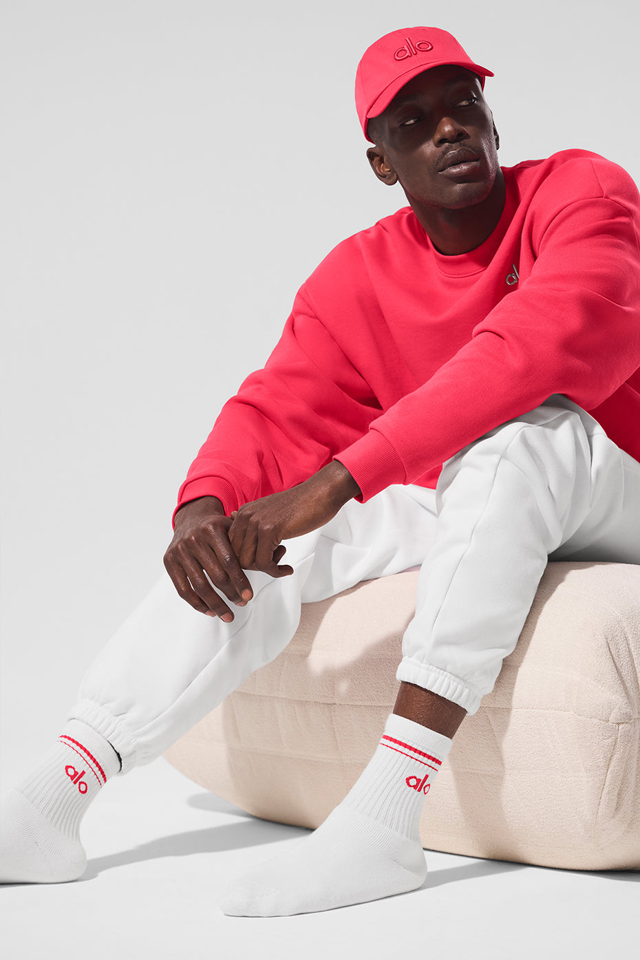 Unisex Half — Crew Throwback Sock — White/Candy Red