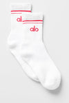 Unisex Half — Crew Throwback Sock — White/Candy Red