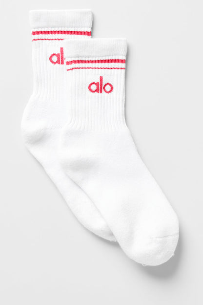 Unisex Half — Crew Throwback Sock — White/Candy Red