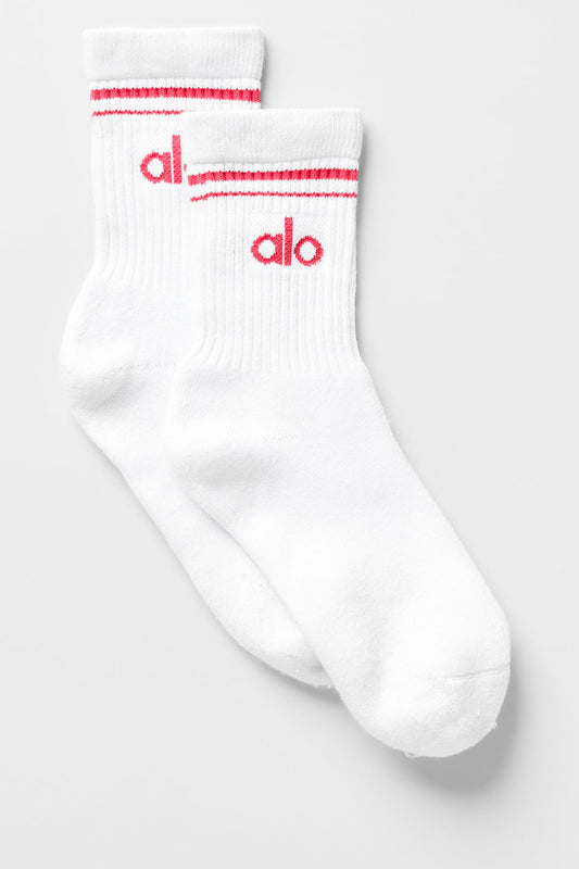 Unisex Half — Crew Throwback Sock — White/Candy Red